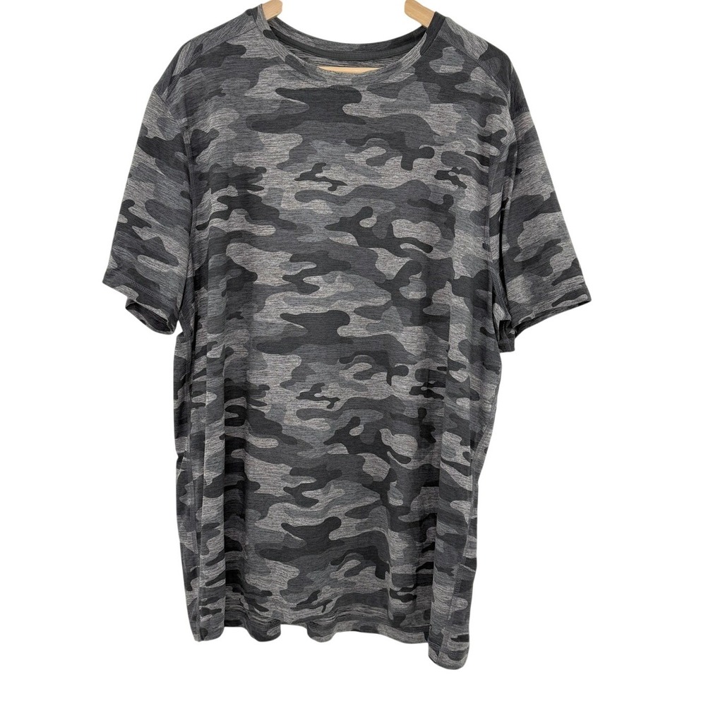 DSG Mens Grey Camouflage Performance T-Shirt‎ 2XL Short Sleeve Space Dye Tee